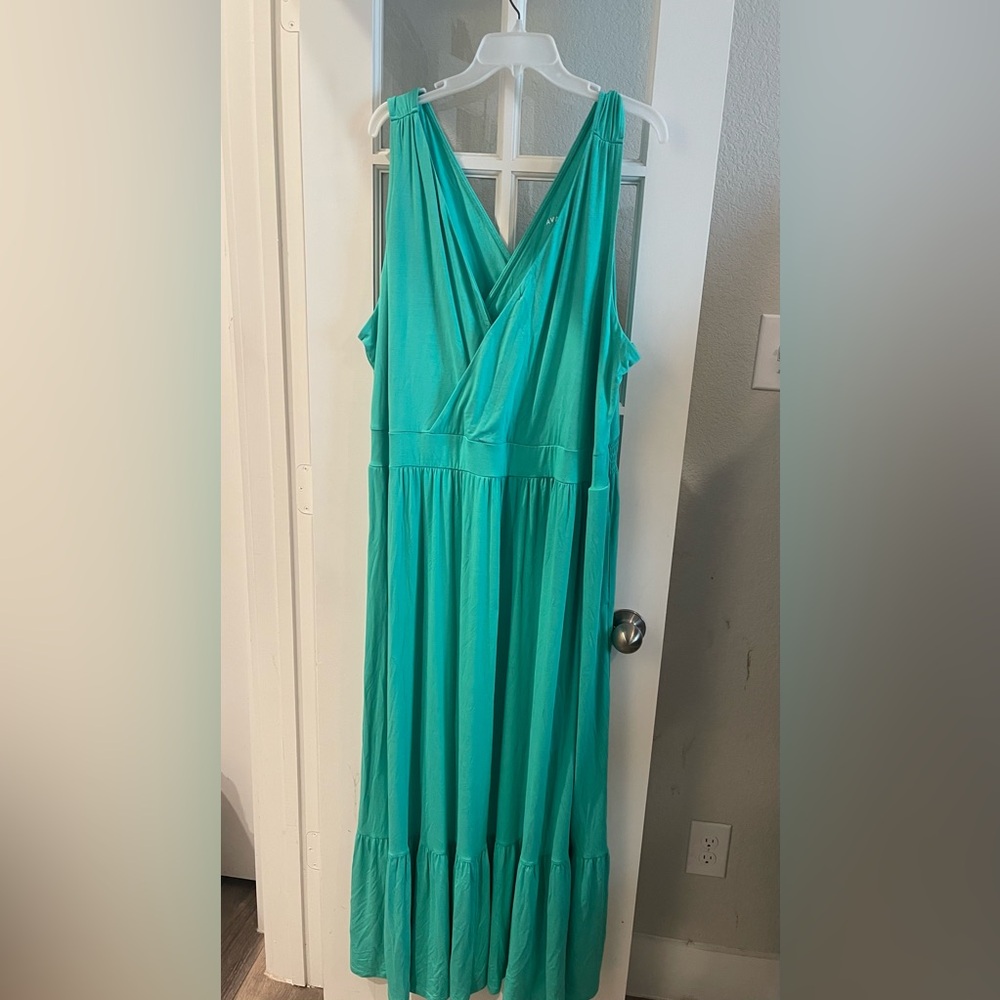 Plus Size Sleeveless V-Neck Teal Maxi Dress